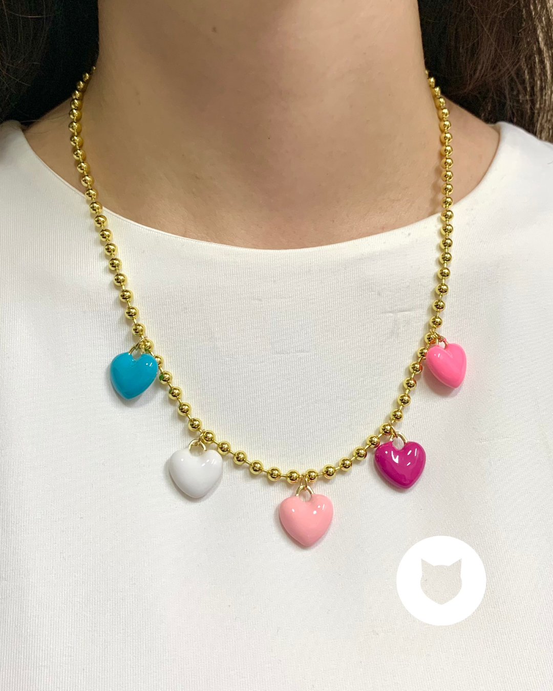 COLLAR DE BAÑO DE ORO CORAZONES CO1749G30