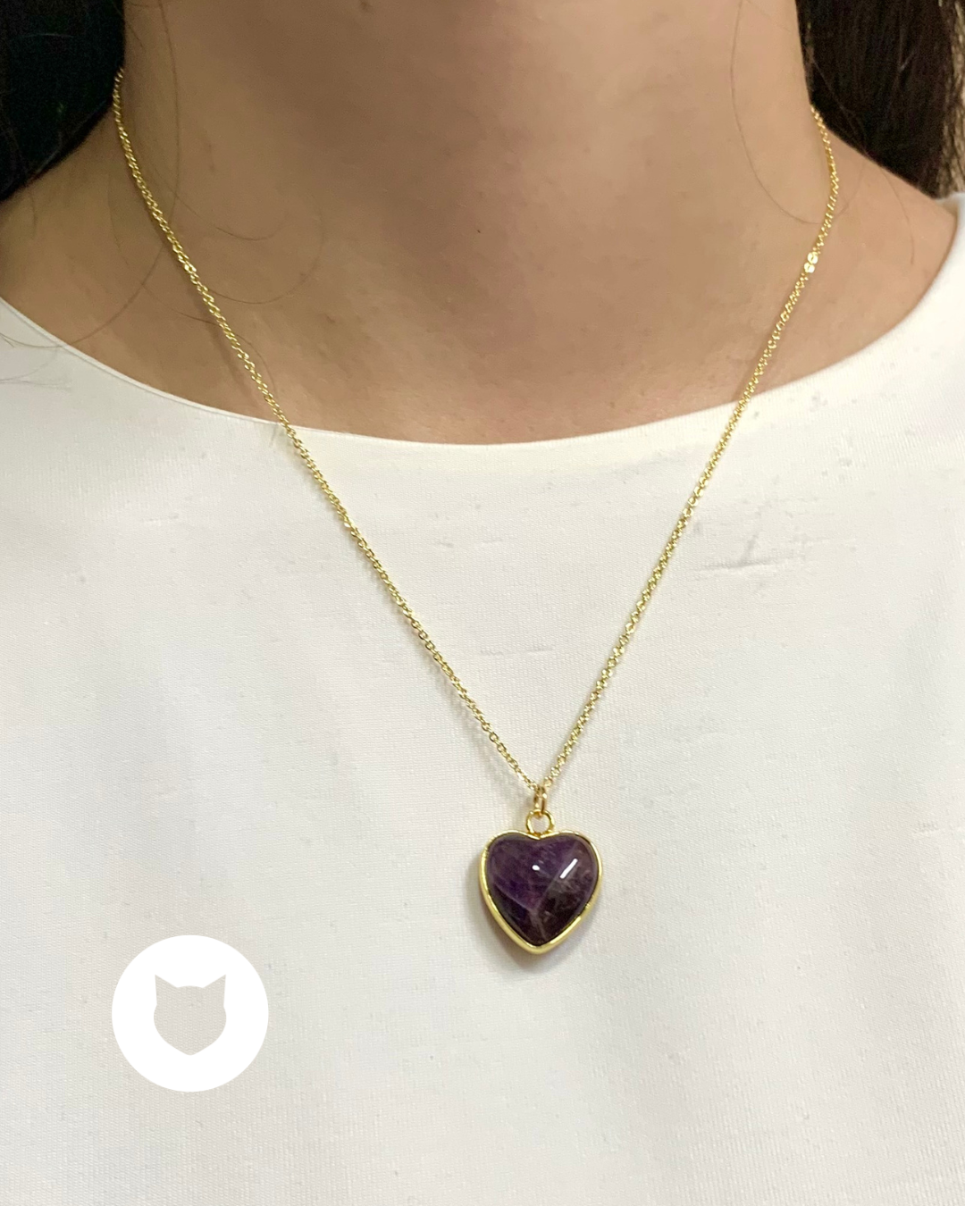 COLLAR DE BAÑO DE ORO CON AMATISTA CORAZÓN CO1754G31
