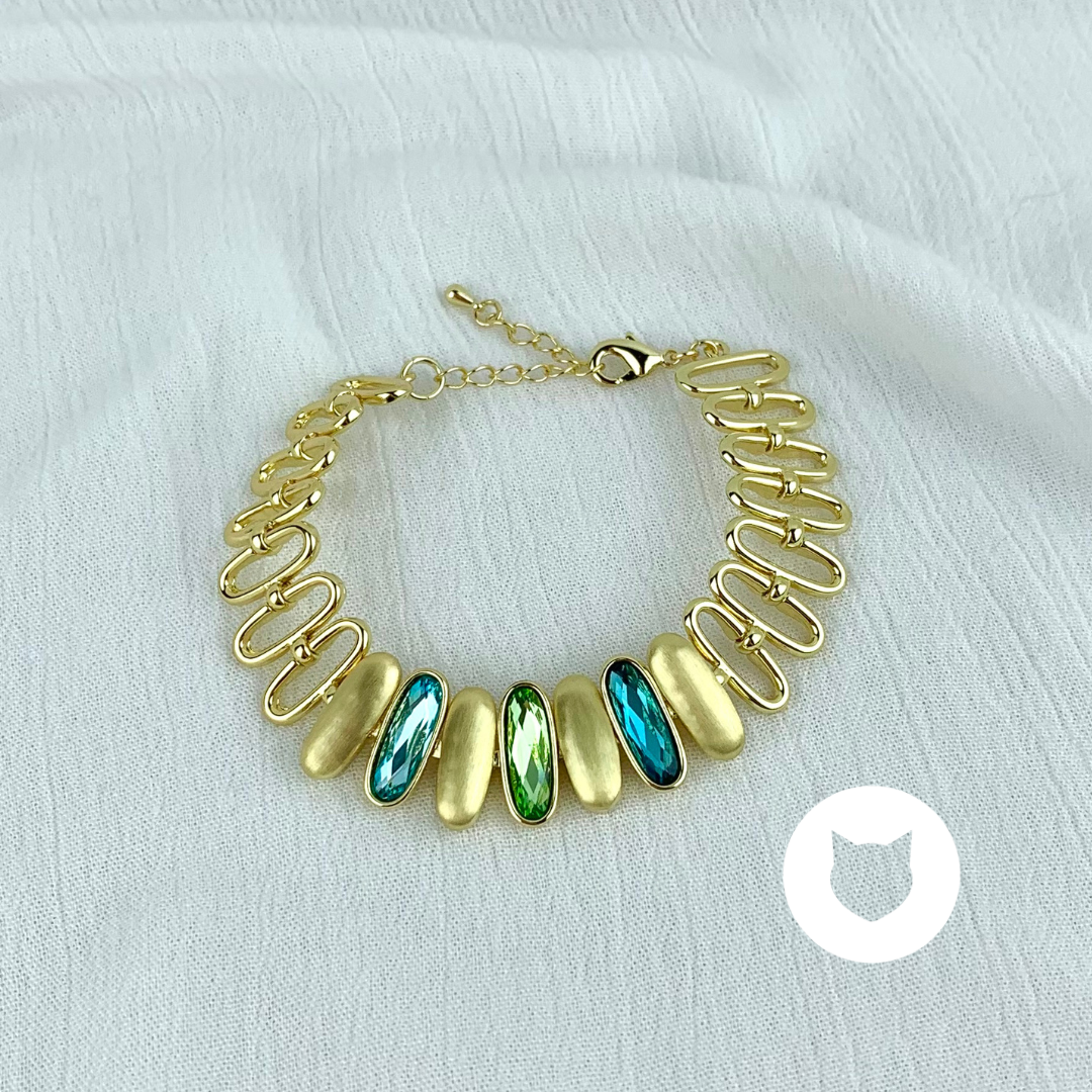 PULSERA DE BAÑO DE ORO CON CRISTALES PU1739G30