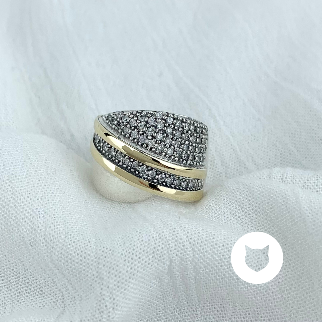 ​ANILLO DE PLATA 925 Y CRISTALES CON ORO DE 10K AN3516L23