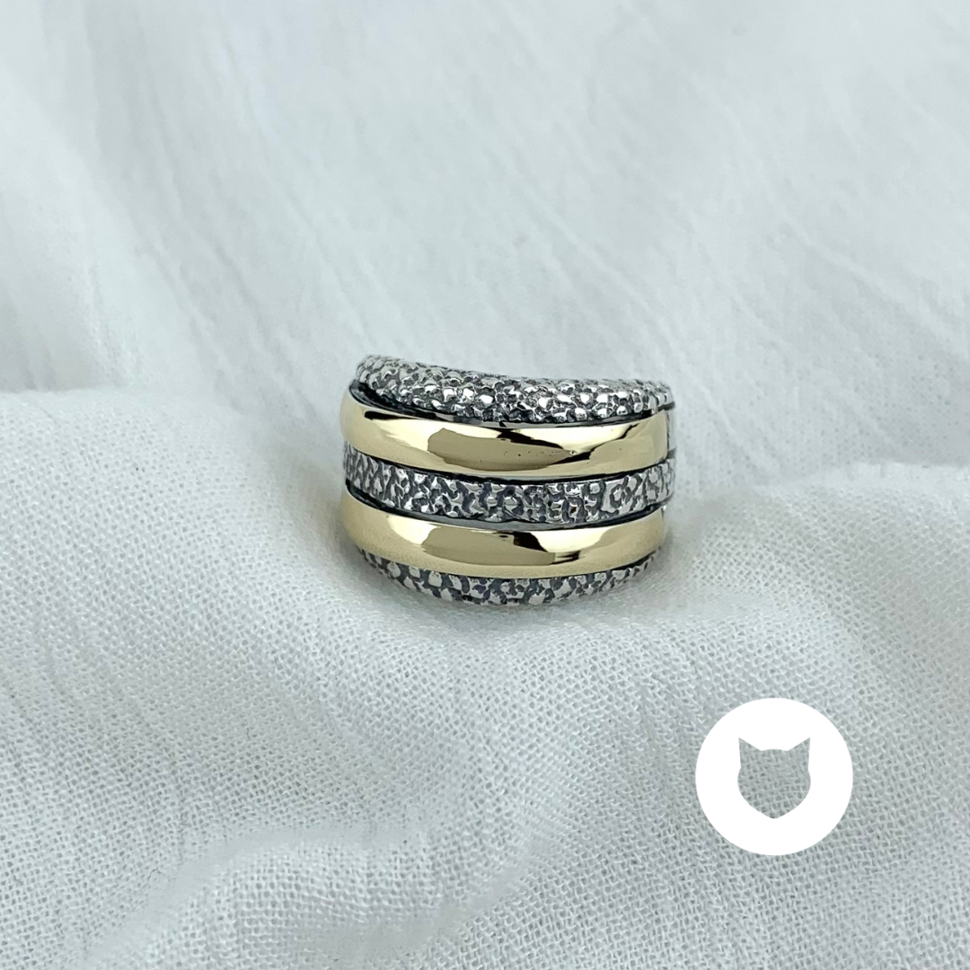 ANILLO DE PLATA 925 Y CRISTALES CON ORO DE 10K  AN3520L23