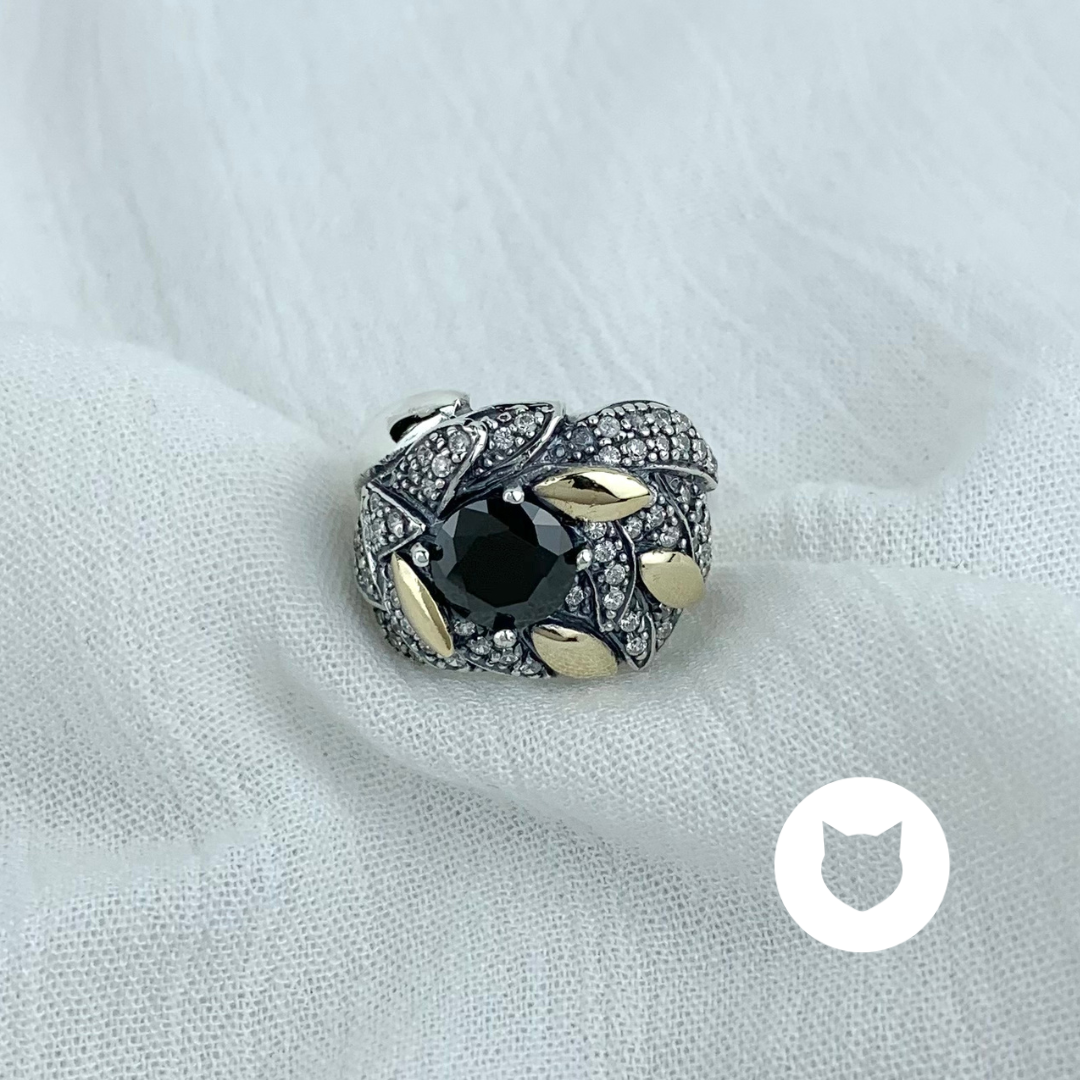 ANILLO DE PLATA 925 Y CRISTALES CON ORO DE 10K  AN3521L23