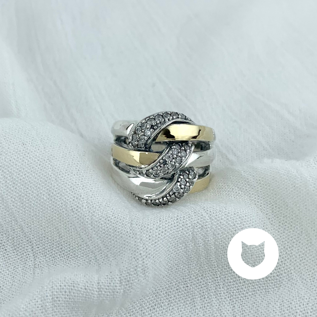 ANILLO DE PLATA 925 Y CRISTALES CON ORO DE 10K  AN3522L23