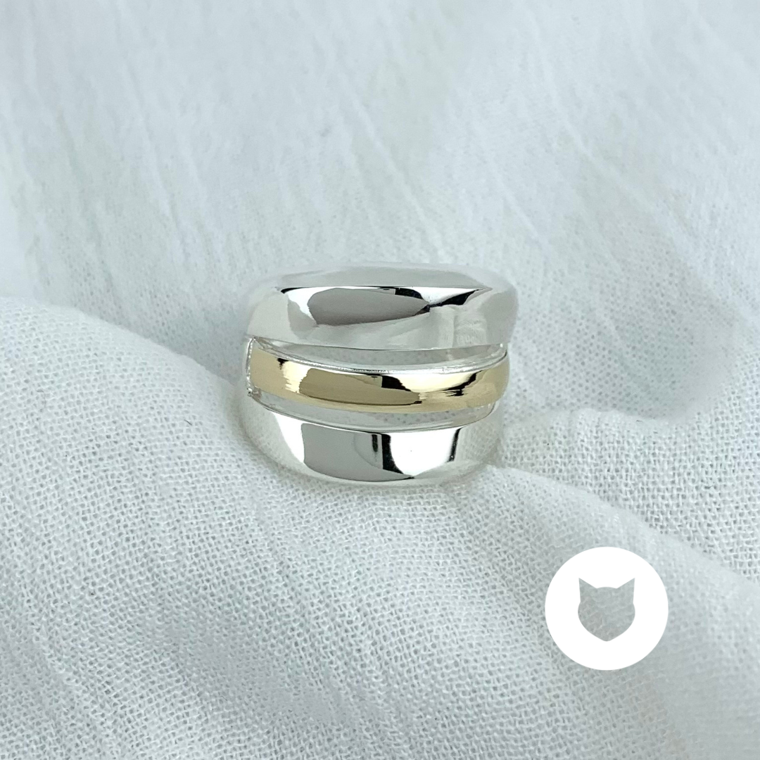 ANILLO DE PLATA 925  CON ORO DE 10K  AN3524L23