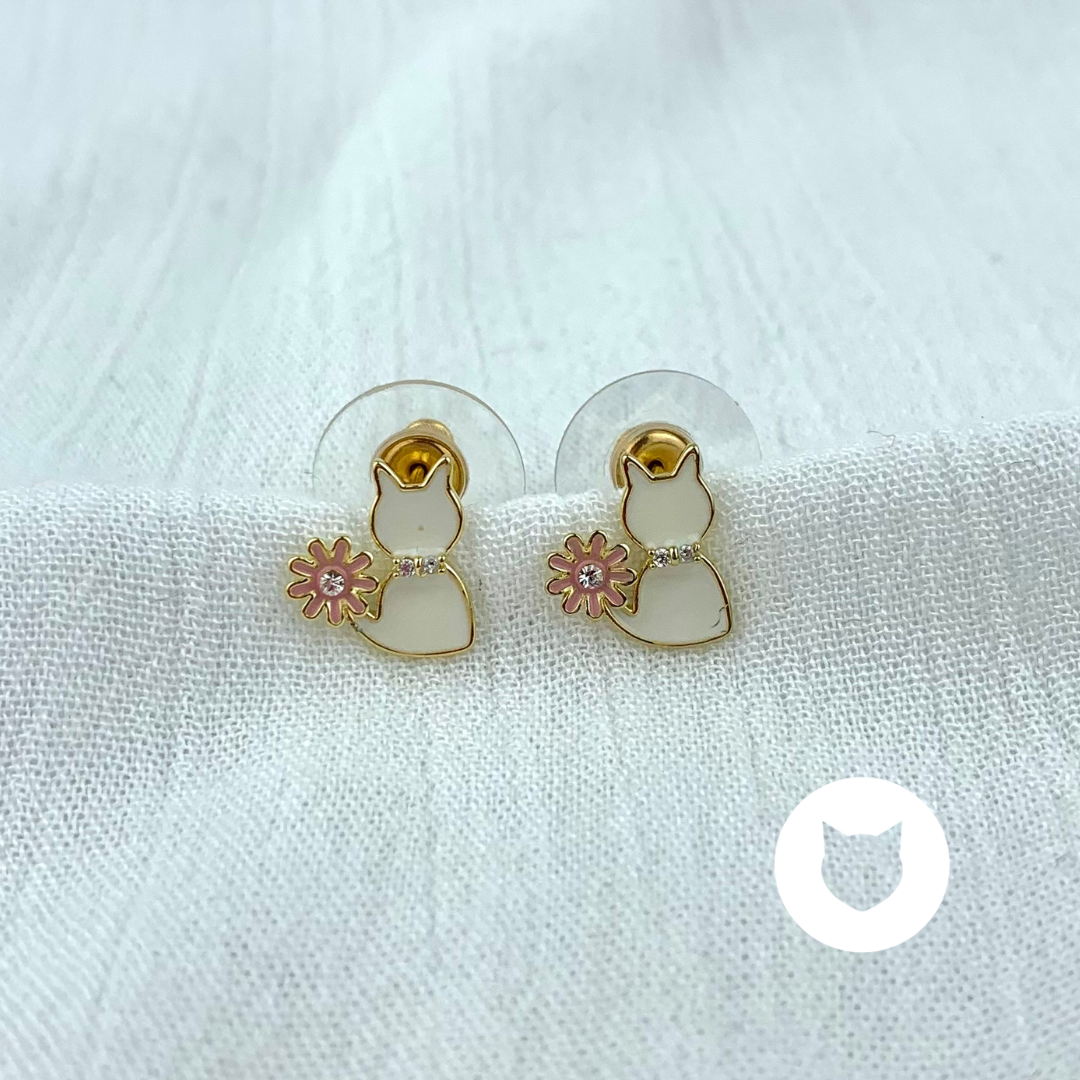 ARETES DE BAÑO DE ORO Y CRISTALES GATO AR2656G30