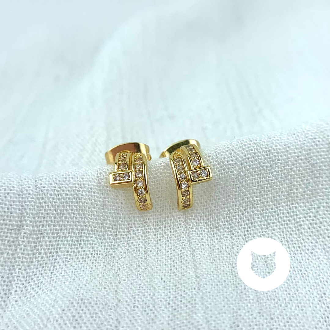 ARETES DE BAÑO DE ORO CON CRISTALES AR2655G30