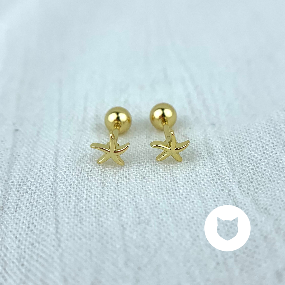 ARETES DE BAÑO DE ORO ESTRELLA DE MAR AB0458G30