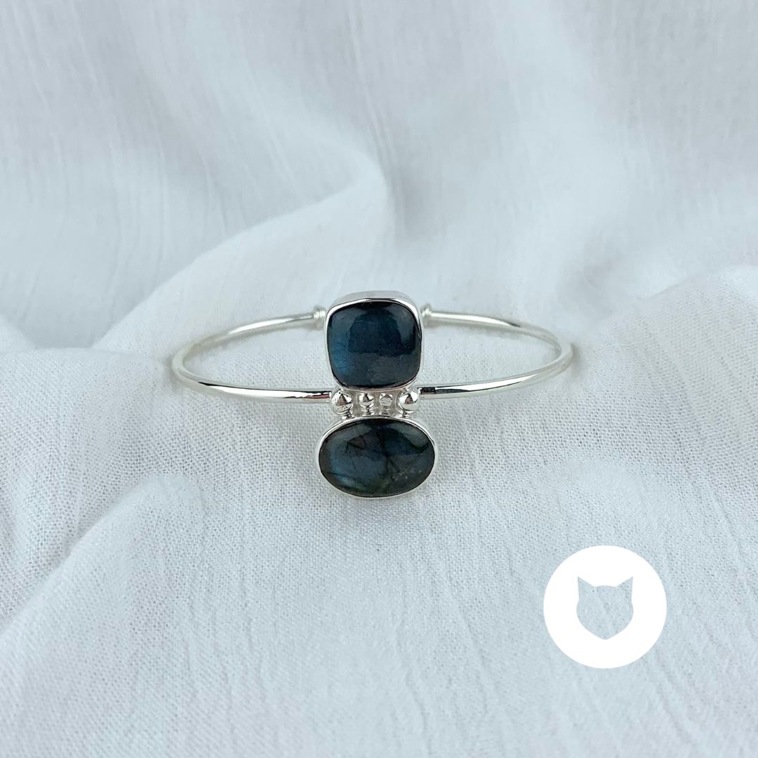 ​PULSERA BRAZALETE DE PLATA 925 Y LABRADORITA PU1745M38
