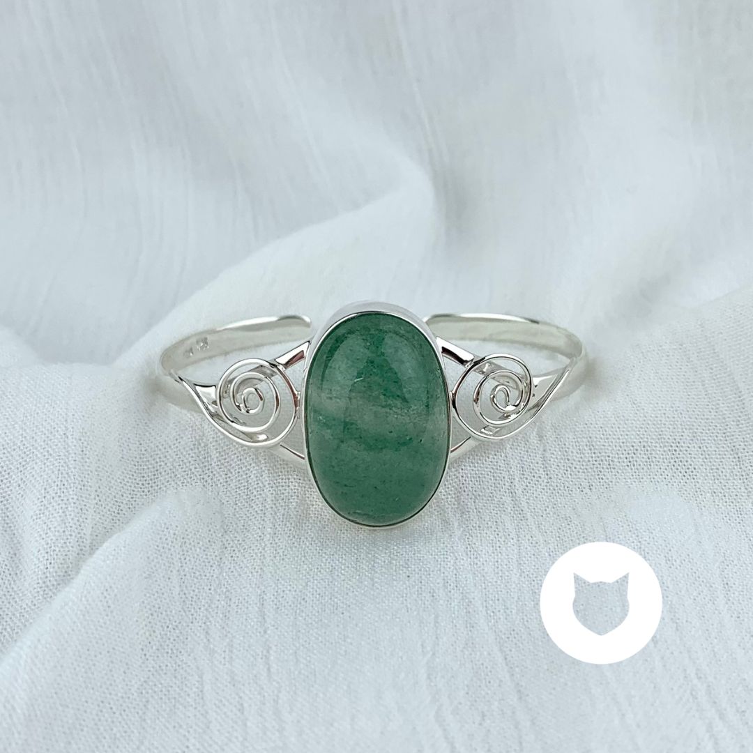 ​PULSERA BRAZALETE DE PLATA 925 Y CUARZO VERDE PU1747M33