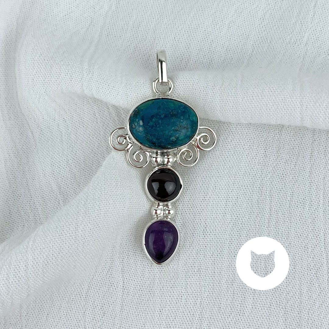 DIJE PLATA 925, TURQUESA, GRANATE Y AMATISTA DI0769M40
