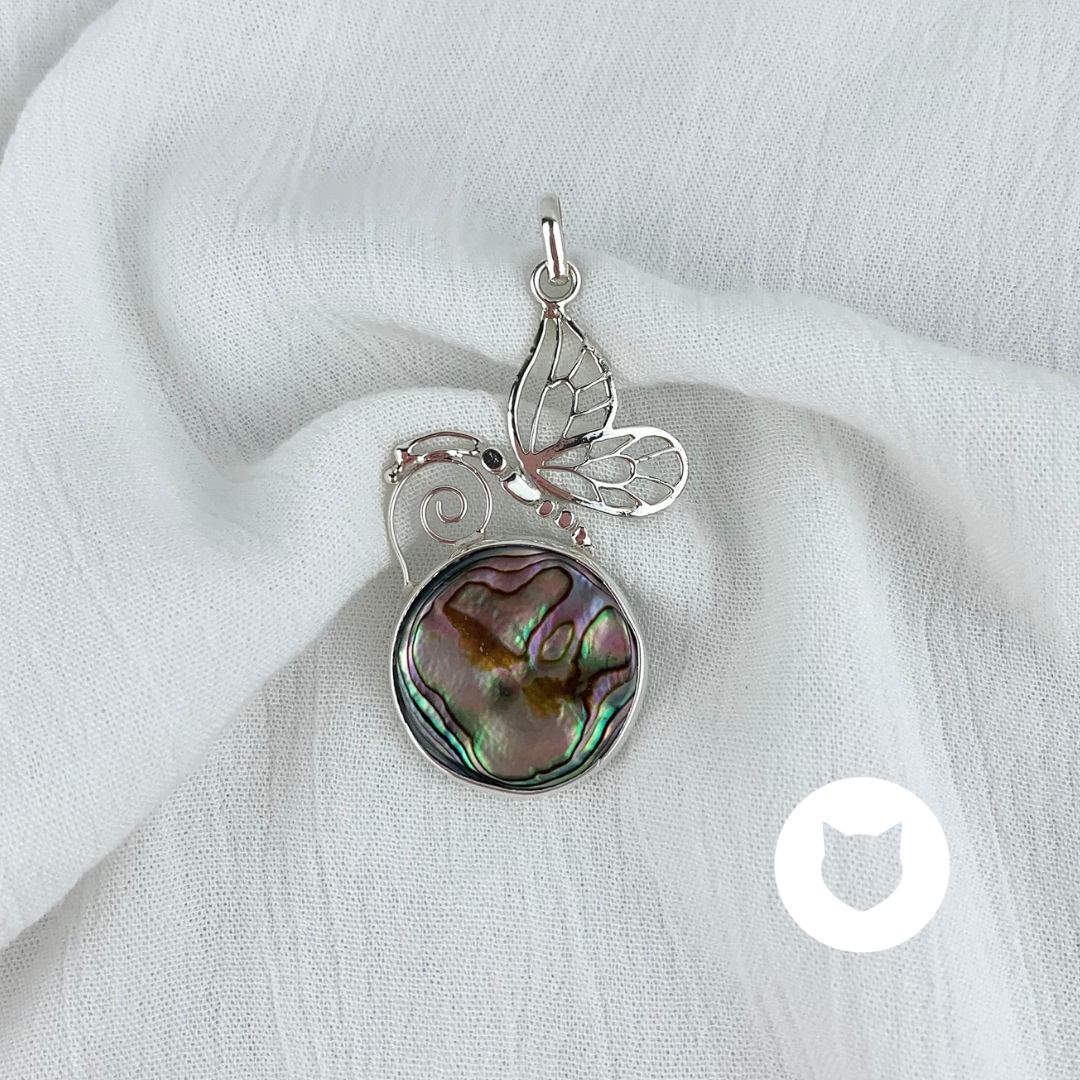 DIJE PLATA 925 MARIPOSA Y ABULÓN DI0779M38