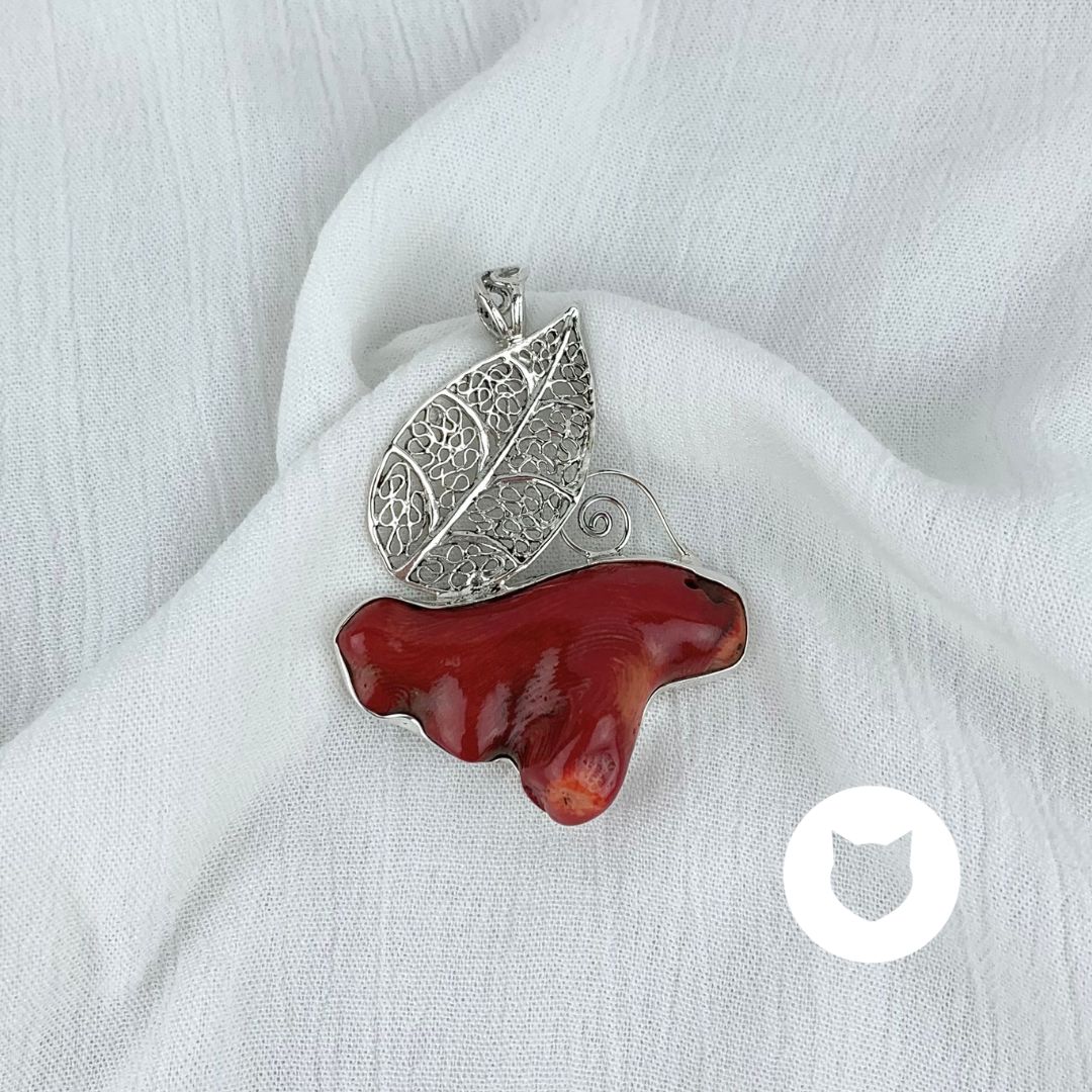 ​DIJE PLATA 925 HOJA Y CORAL DI0785M32
