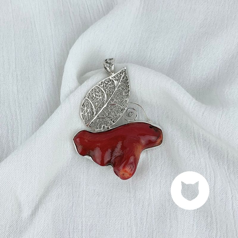 ​DIJE PLATA 925 HOJA Y CORAL DI0785M32