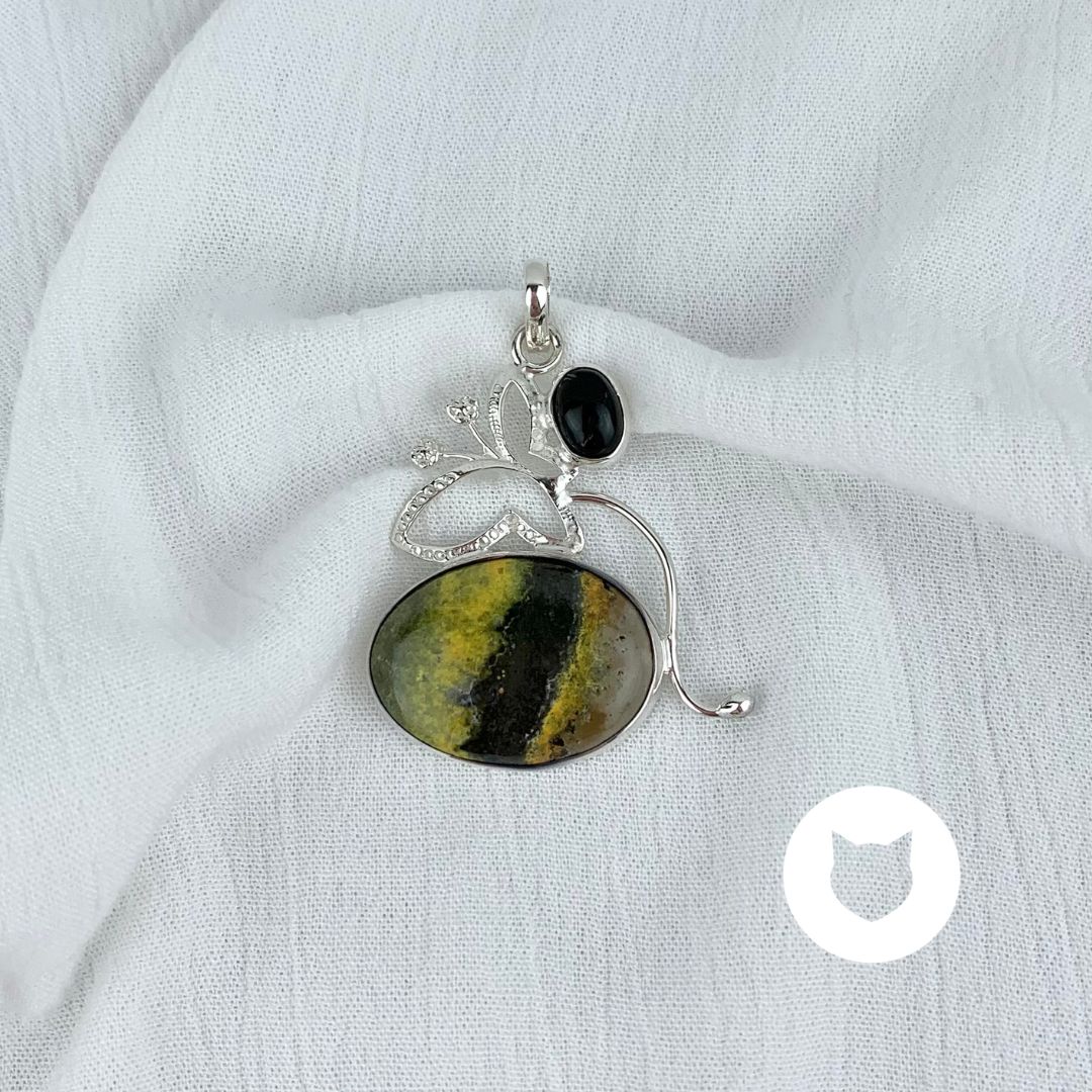 ​DIJE PLATA 925 MARIPOSA, ÓNIX Y JASPE ABEJORRO DI0787M37