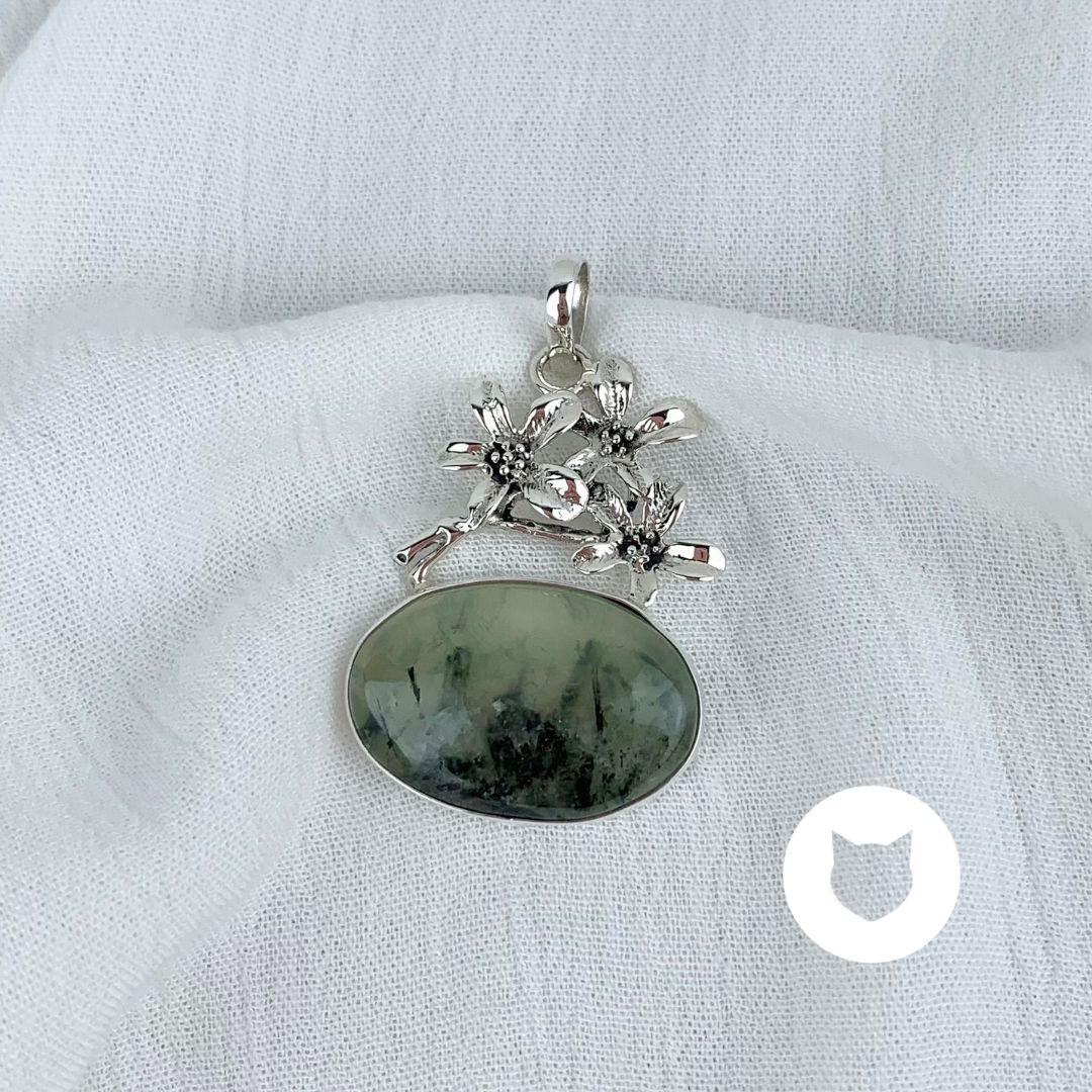​DIJE PLATA 925 FLORES Y ÁGATA MUSGOSA DI0788M37