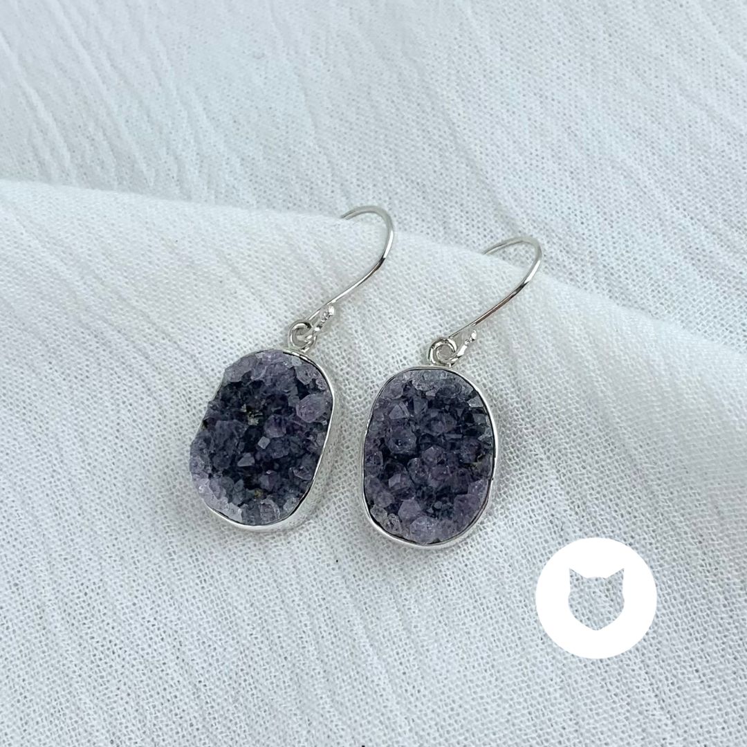 ​​ARETES DE PLATA 925 Y DRUSA AMATISTA AR2666M40