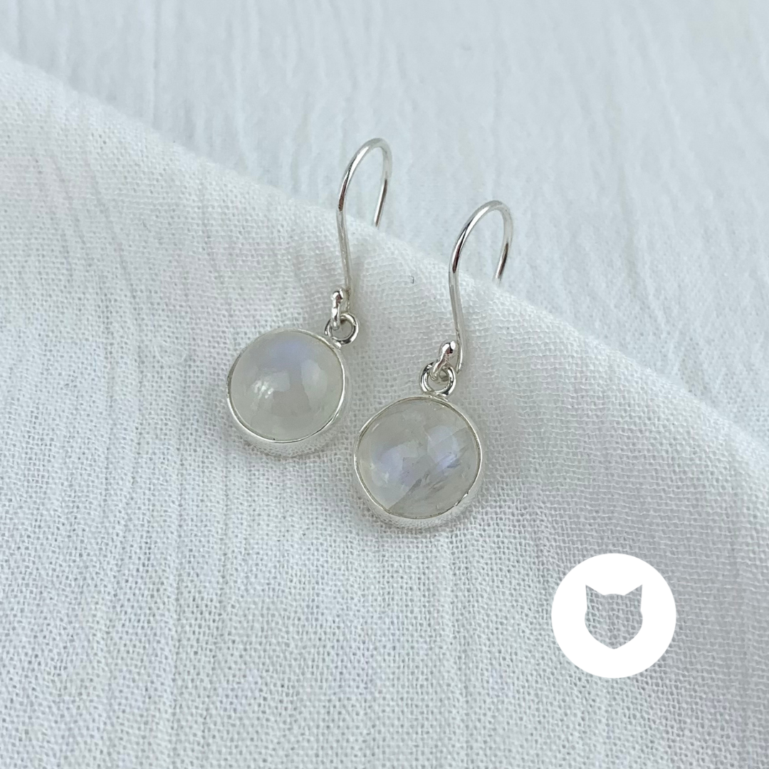 ARETES DE PLATA 925 Y PIEDRA LUNA AR2677M40