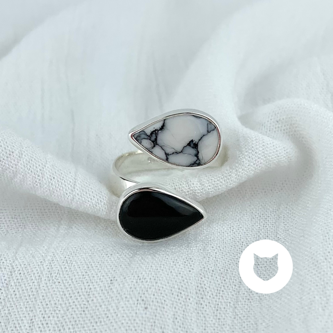 ANILLO DE PLATA 925, ÓNIX Y TURQUESA BUFALO AN3554M37