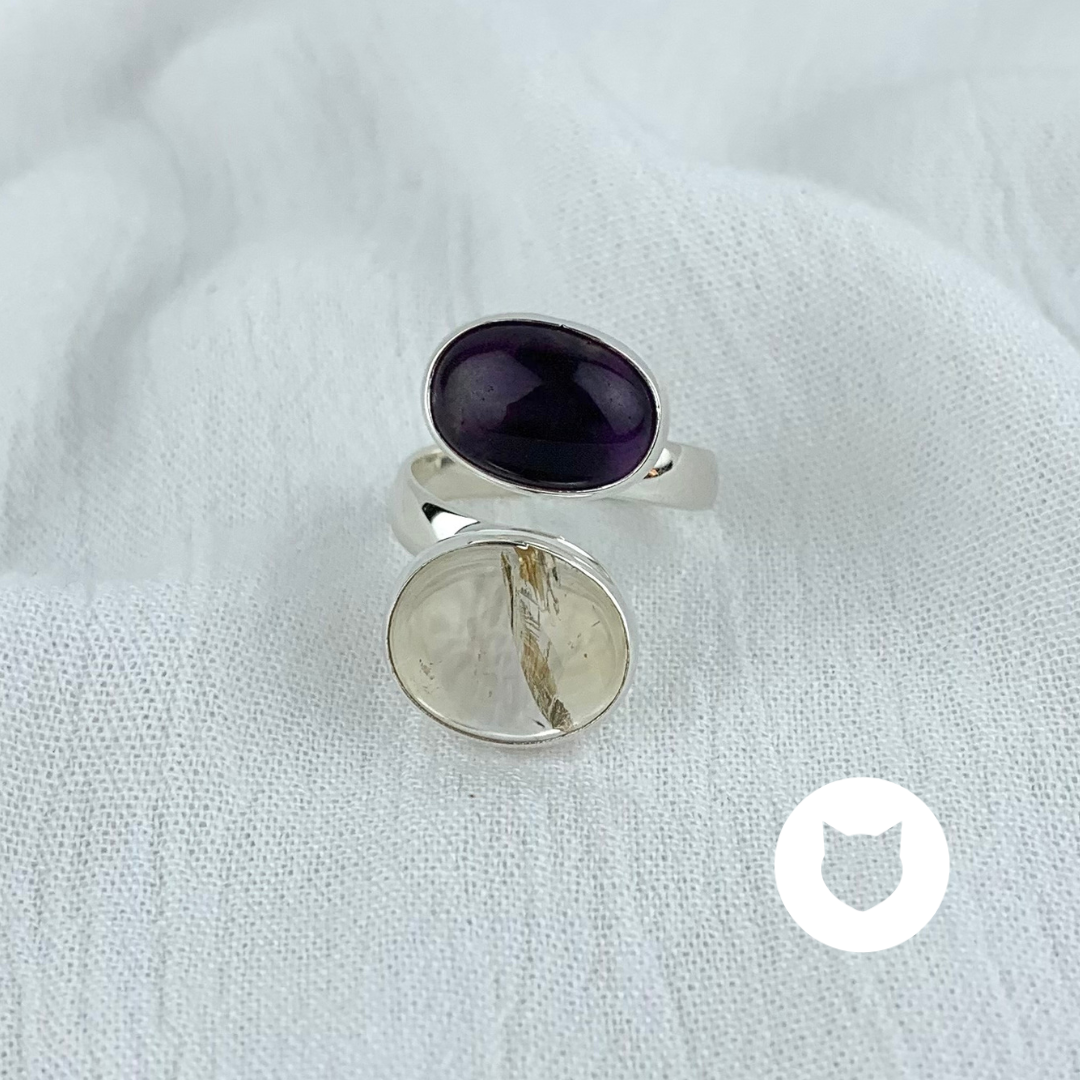 ANILLO DE PLATA 925, AMATISTA Y CITRINO AN3560M37