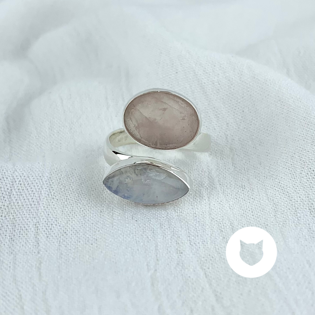 ANILLO DE PLATA 925, CUARZO ROSA Y PIEDRA LUNA AN3561M37