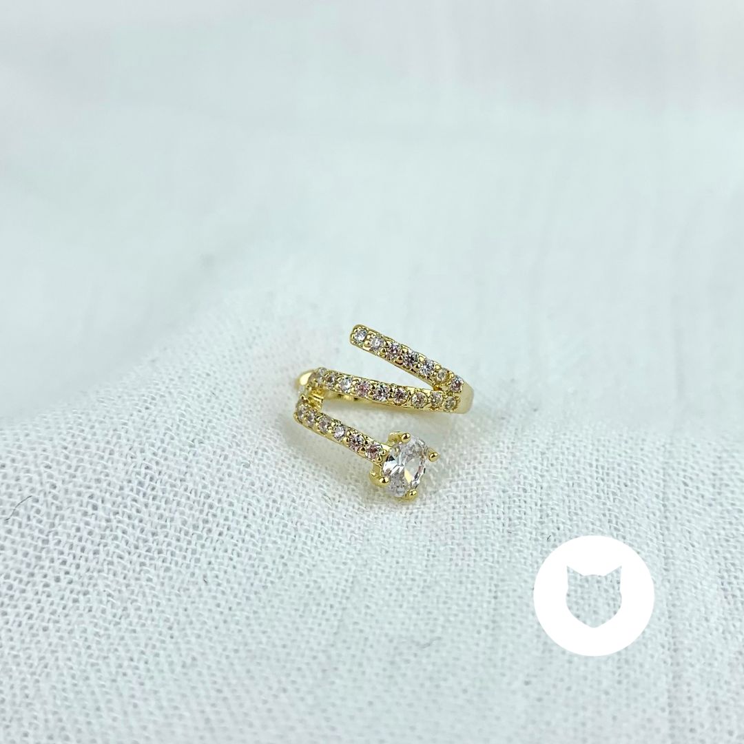 EARCUFF DE BAÑO DE ORO Y CRISTALES EA0676G30