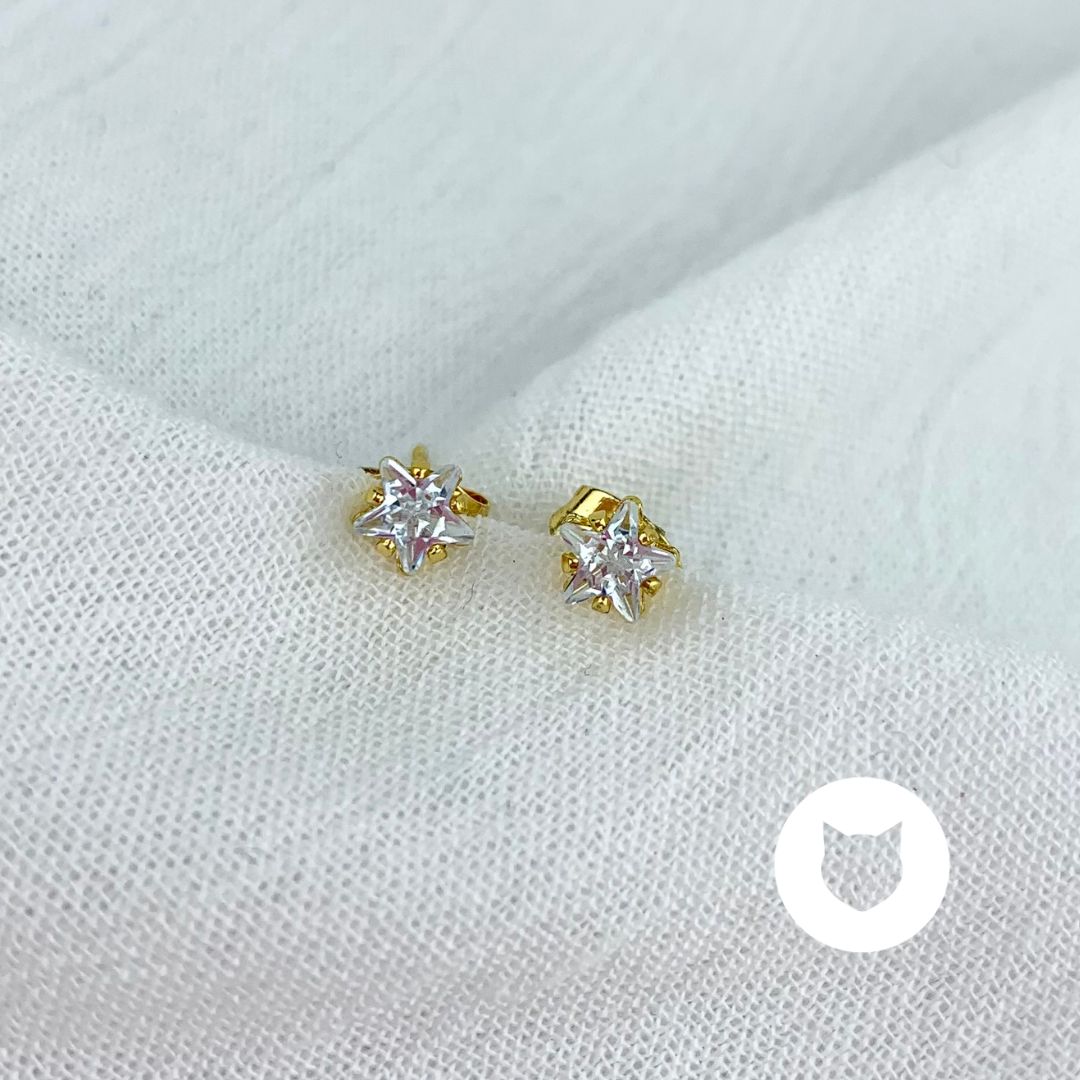 ARETES DE BAÑO DE ORO Y CRISTALES ESTRELLA AR2678G30