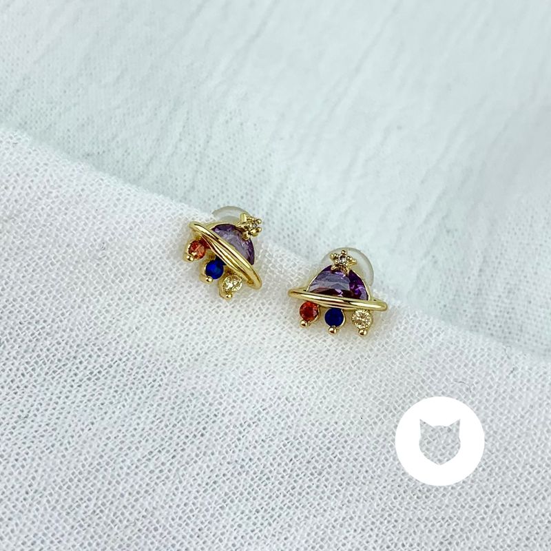 ARETES DE BAÑO DE ORO Y CRISTALES NAVE AR2679G39