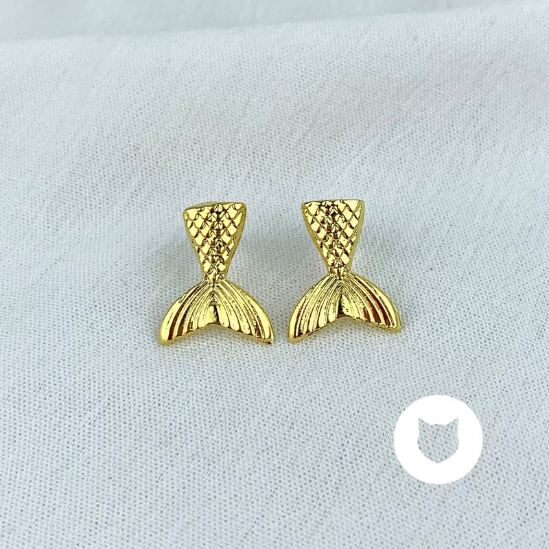 ARETES DE BAÑO DE ORO COLA SIRENA AR2683G30