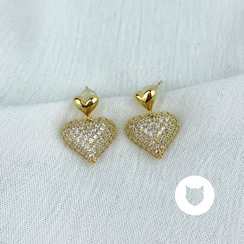ARETES DE BAÑO DE ORO Y CRISTALES CORAZÓN AR2684G30