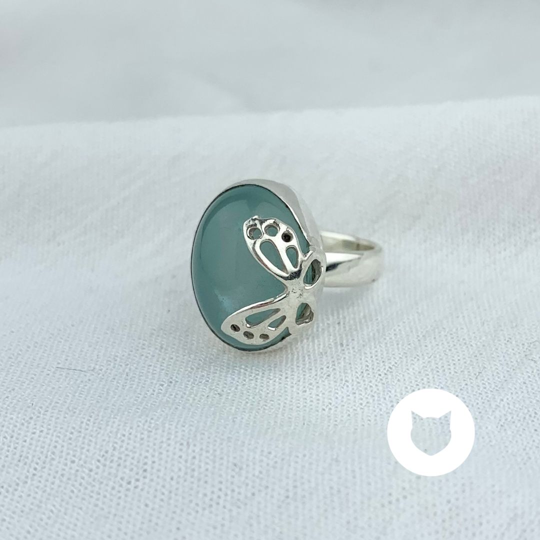 ANILLO DE PLATA 925 Y CALCEDONIA MARIPOSA AN3586M35