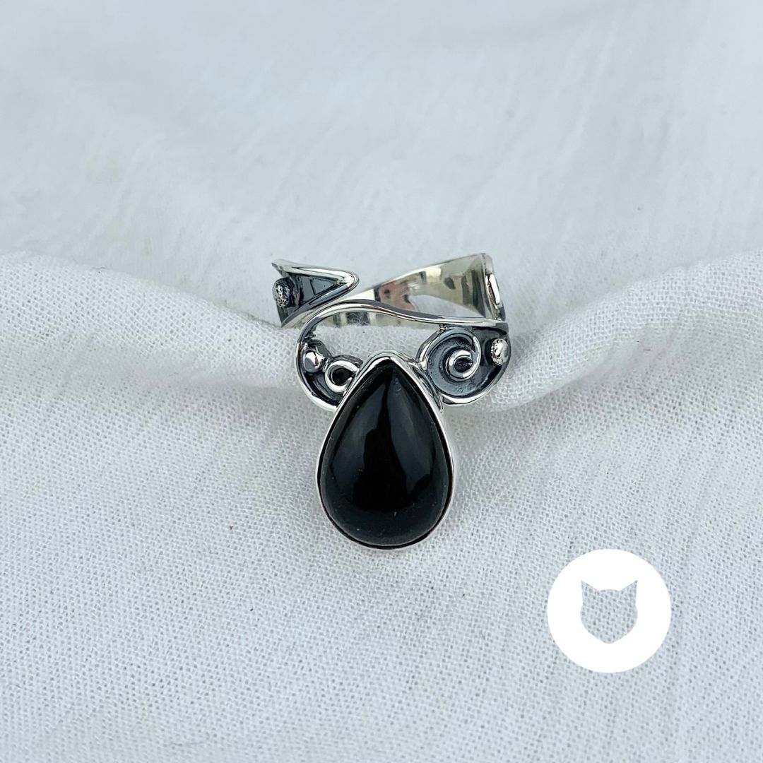 ​ANILLO DE PLATA 925 AÑEJADA Y ÓNIX AN3596M38
