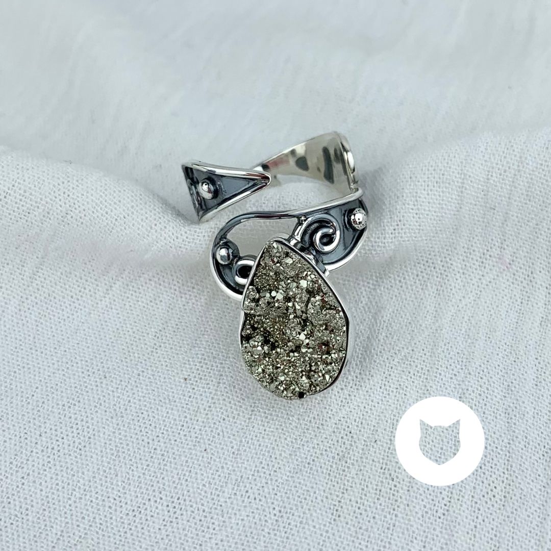 ANILLO DE PLATA 925 AÑEJADA Y PIRITA AN3597M38