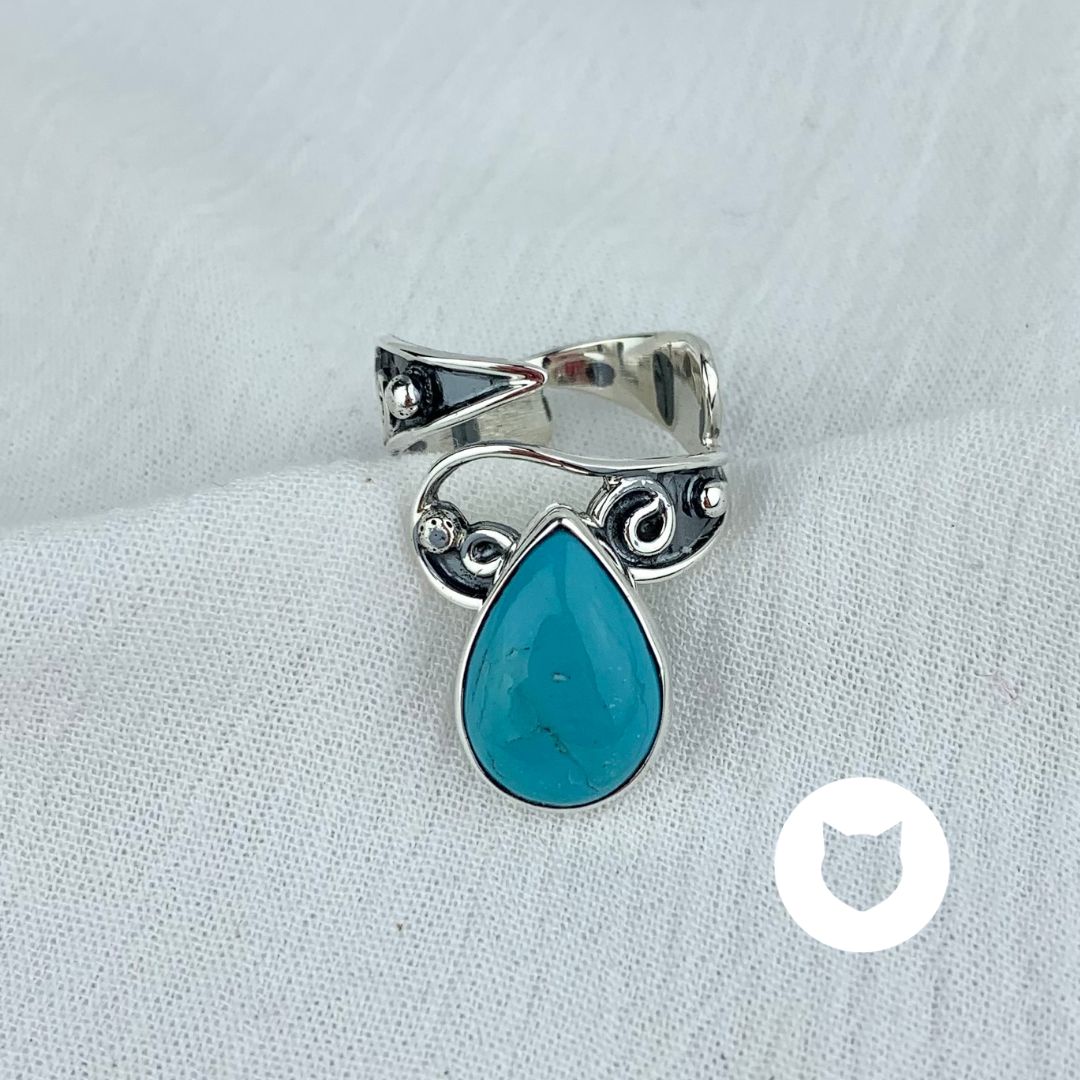 ANILLO DE PLATA 925 AÑEJADA Y TURQUESA AN3598M38