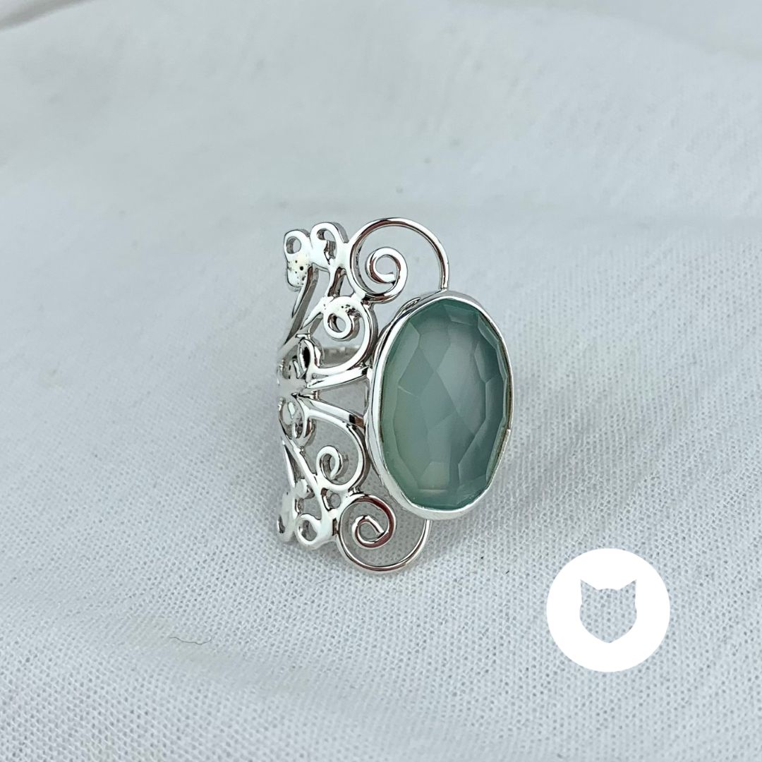 ANILLO DE PLATA 925 Y CALCEDONIA AN3595M38