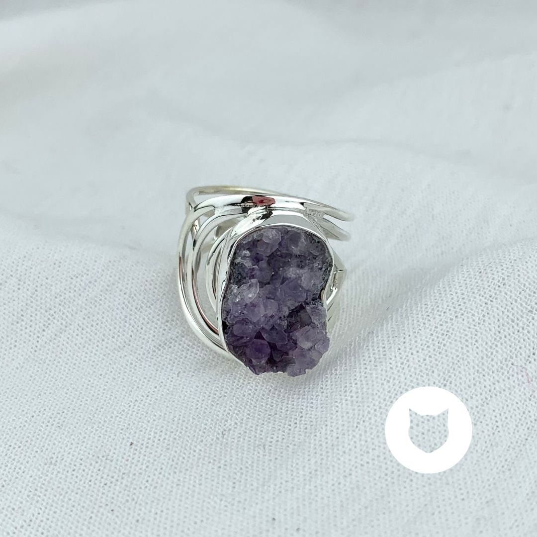 ANILLO DE PLATA 925 Y DRUSA DE AMATISTA AN3601M39