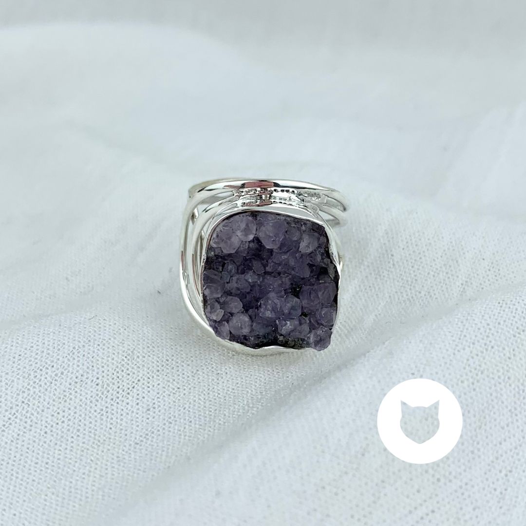 ANILLO DE PLATA 925 Y DRUSA DE AMATISTA AN3605M39