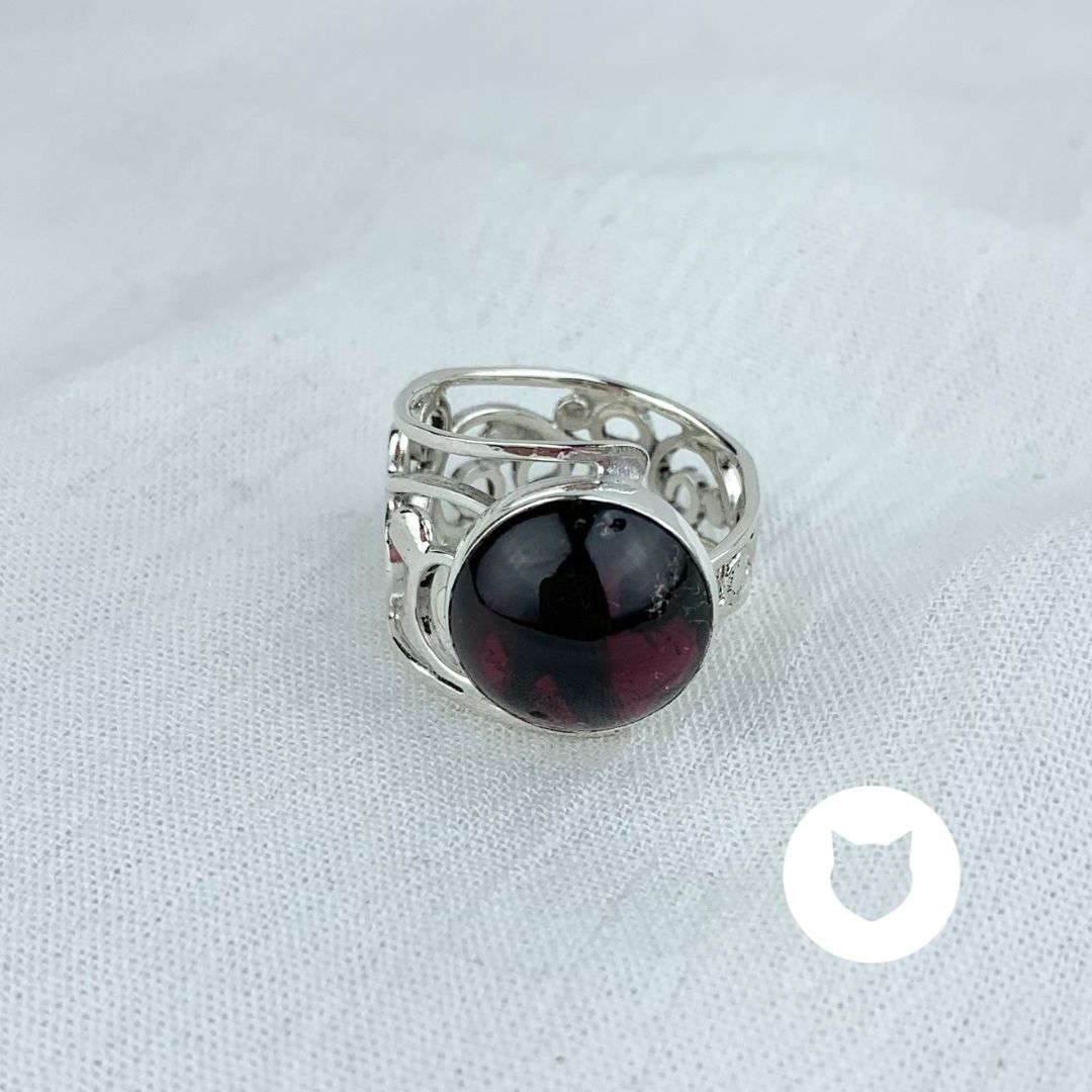 ANILLO DE PLATA 925 Y GRANATE AN3608M39