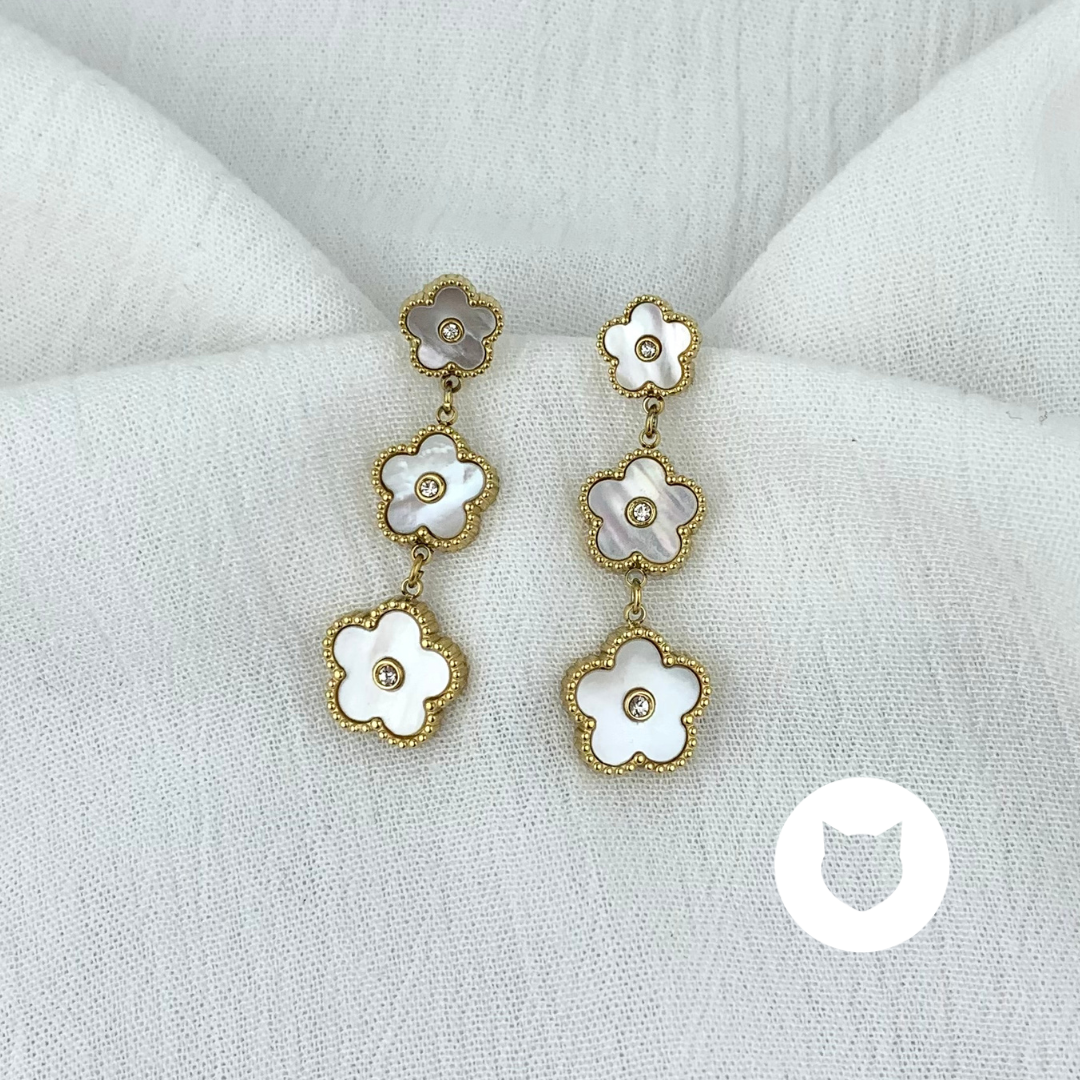 ​ARETES DE ACERO INOXIDABLE FLORES AR2711G31