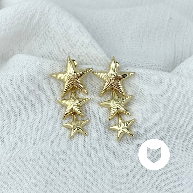 ​ARETES DE BAÑO DE ORO ESTRELLAS AR2712G31