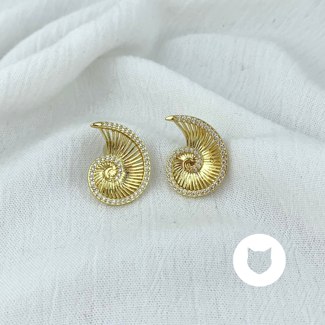 ARETES DE BRONCE Y CRISTALES CARACOL AR2721G32