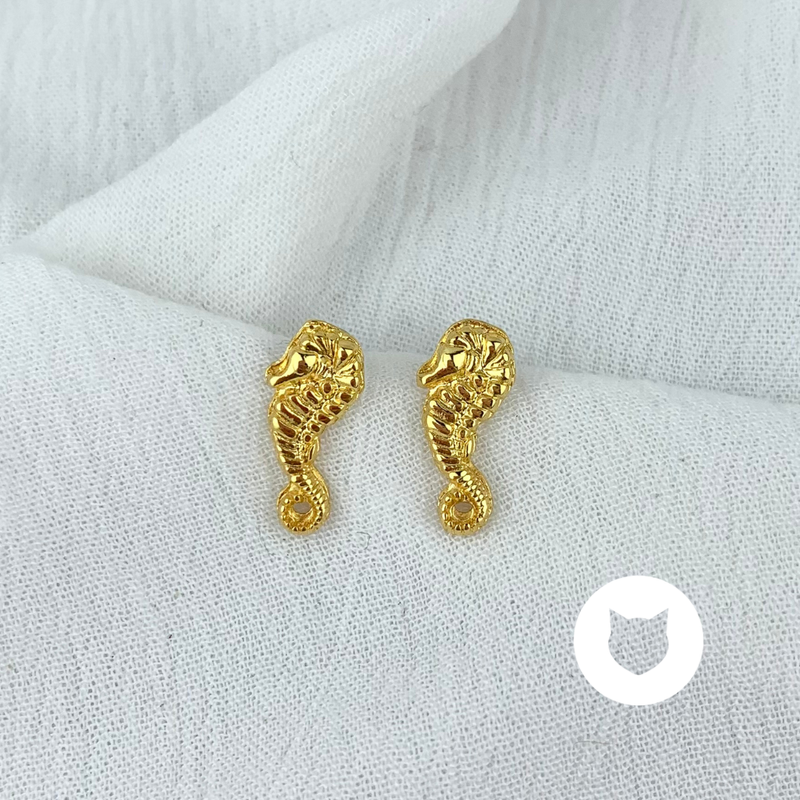ARETES DE BAÑO DE ORO CABALLITO DE MAR AR2727G30