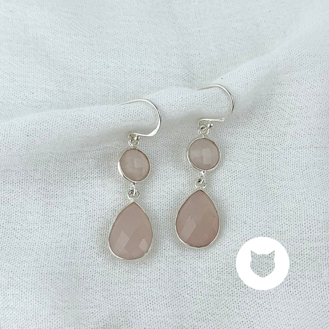 ARETES DE PLATA 925 Y CUARZO ROSA AR2735L20