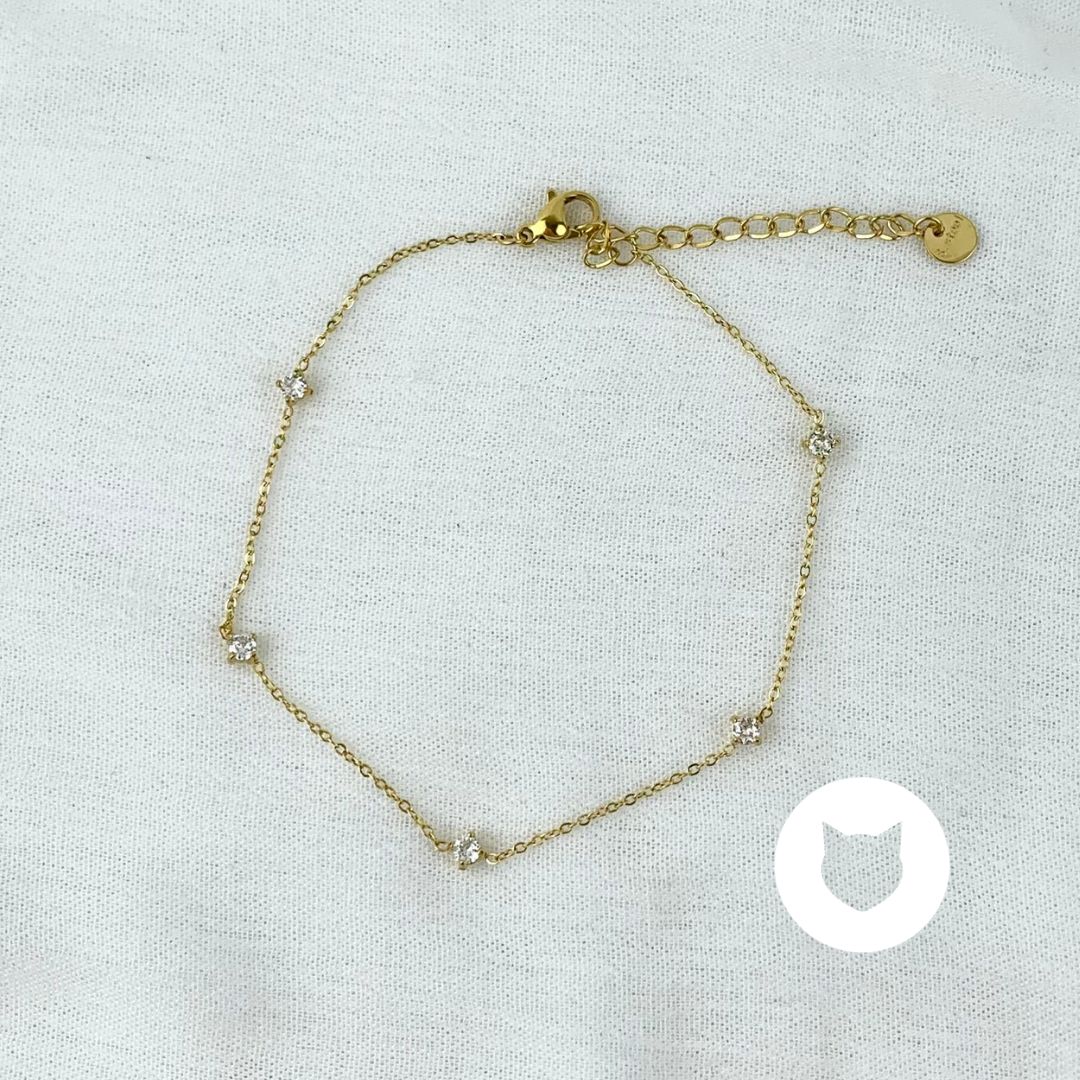 ​TOBILLERA DE ACERO INOXIDABLE Y CRISTALES TO0089G32