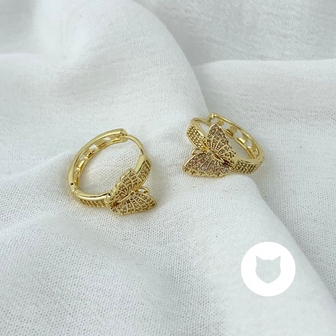 ARGOLLAS DE BRONCE Y CRISTALES MARIPOSA AG1618G34
