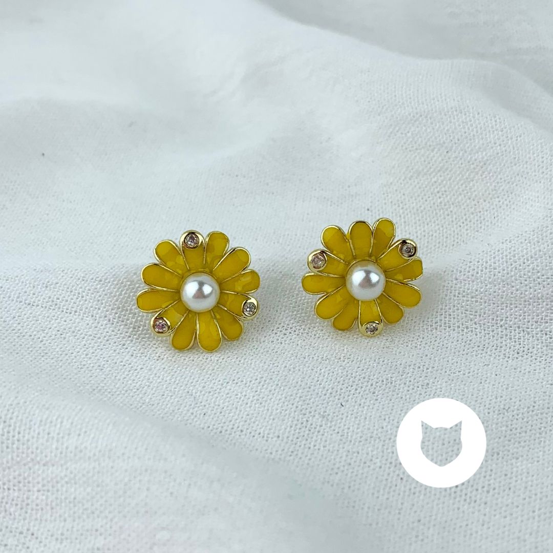 ARETES DE BRONCE Y CRISTALES FLOR AR2752G30