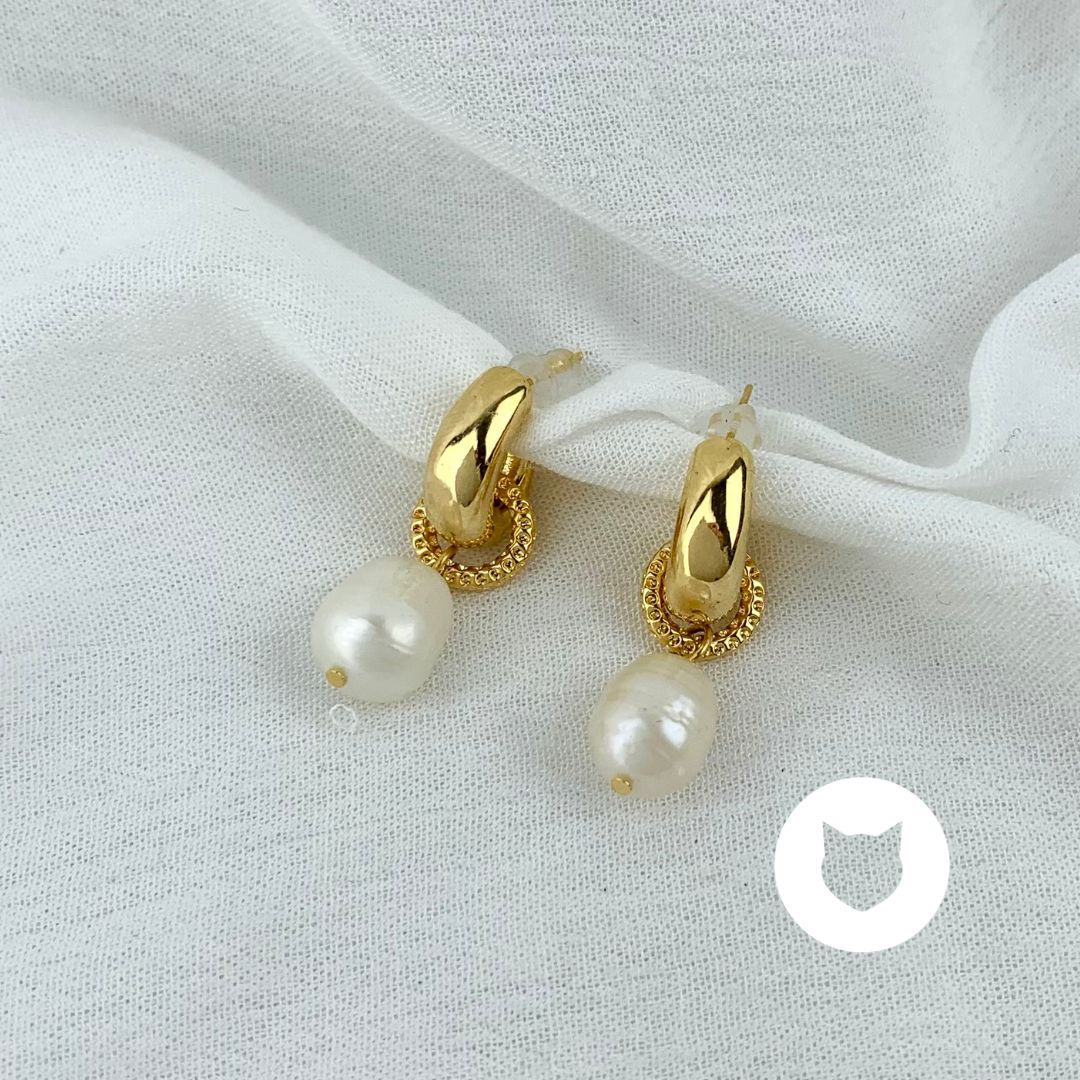 ARETES DE ACERO INOXIDABLE CON BAÑO DE ORO AR2755G30