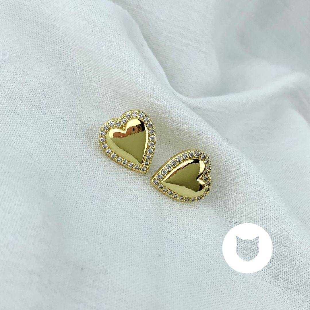 ARETES DE BRONCE Y CRISTALES CORAZÓN AR2757G30