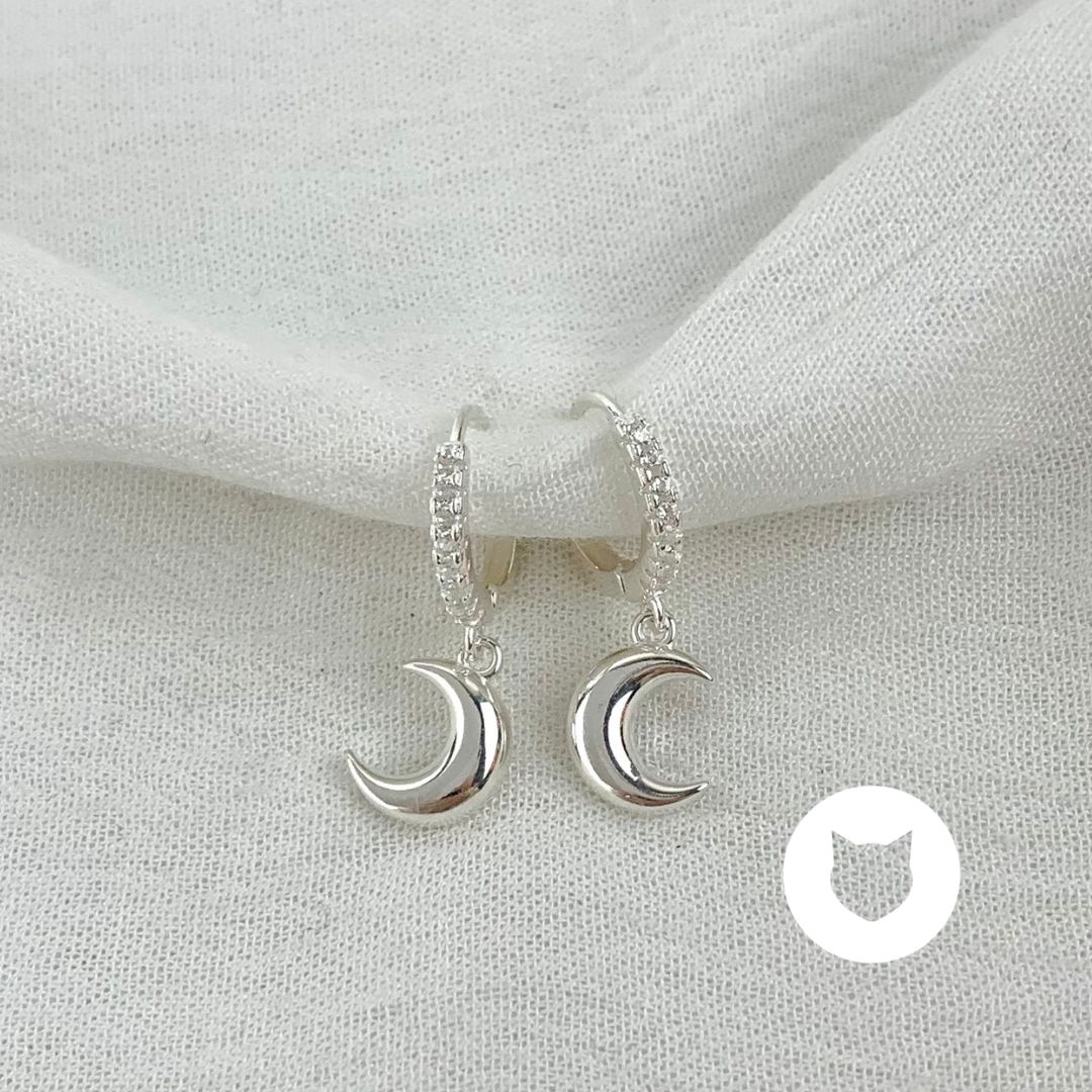 ARGOLLAS DE PLATA 925 Y CRISTALES LUNAS AG1647L22