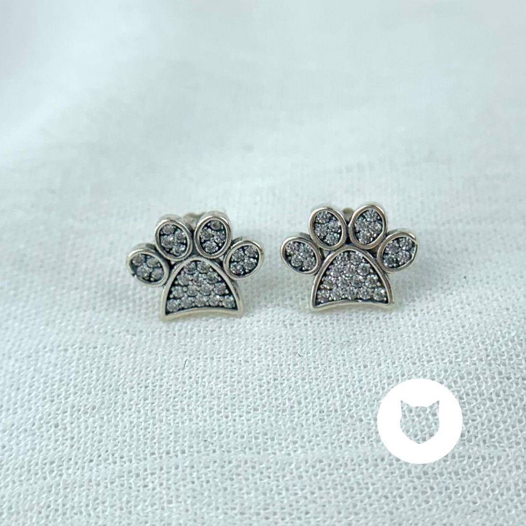 ​ARETES DE PLATA 925 Y CRISTALES HUELLA DE PERRO AR2769L23