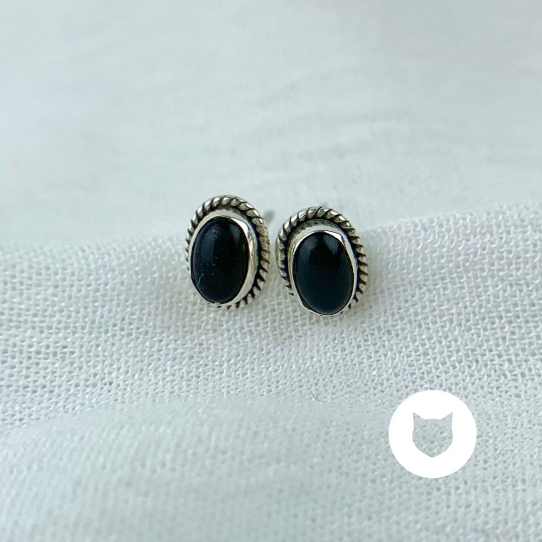 ​ARETES DE PLATA 925 Y ÓNIX AR2770L28